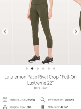 lululemon athletica Pace Rival Crop 22" High-Rise Capris in Dark Olive